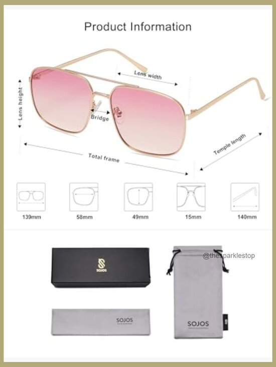 Metal Frame Square Aviator Sunglasses with UV400 Protection main image 7